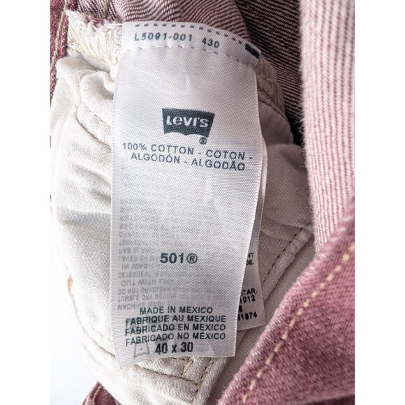 Levis Jeans Mens 40x30 Mauve 501XX Straight Leg Button Fly 100% Cotton - Picture 4 of 10